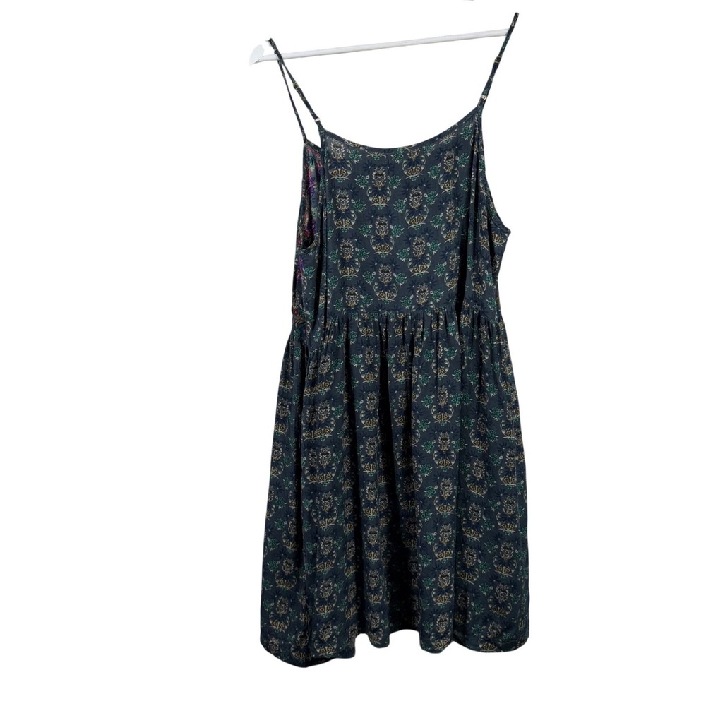 Natural Life Blue Floral Embroidered Boho Mini Dress Womens Large Rayon Pockets - Picture 8 of 12